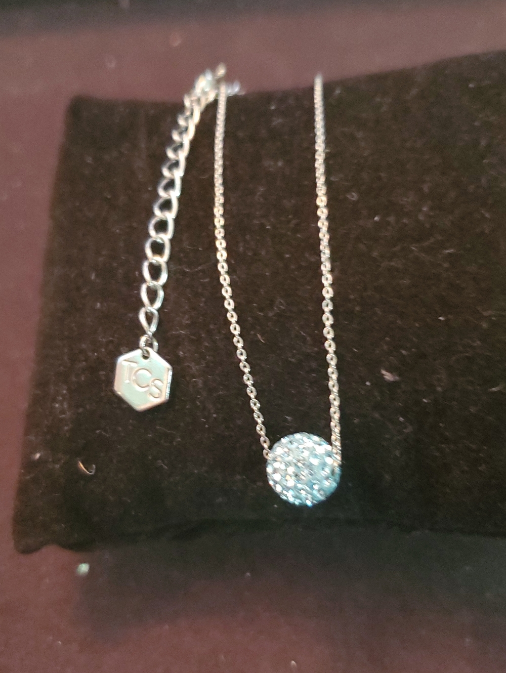 Touchstone Crystal Silver Pavé Round Pendant Necklace